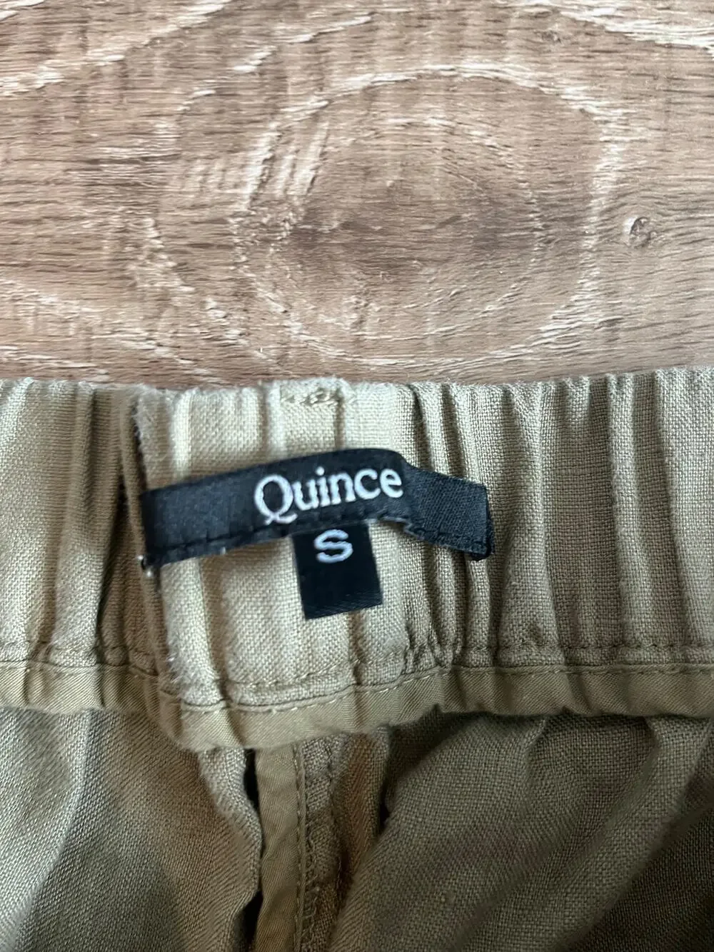 Quince khaki linen blend pull on pants womens small elastic waist
